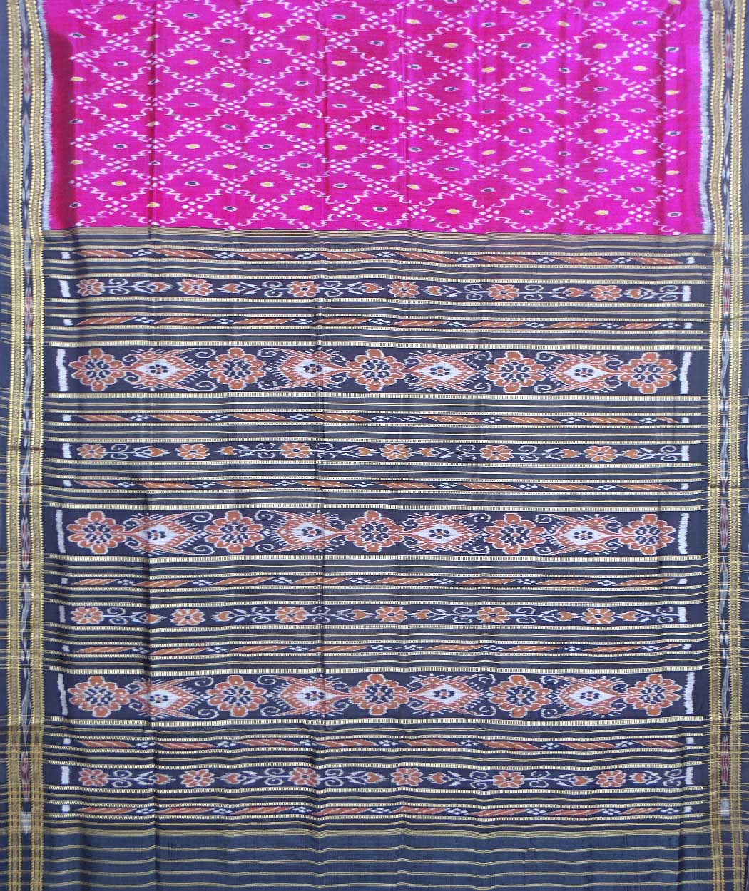 Purple and black khandua silk saree