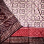 Biege, Red, and Brown Sambalpuri Handwoven Cotton Saree 1