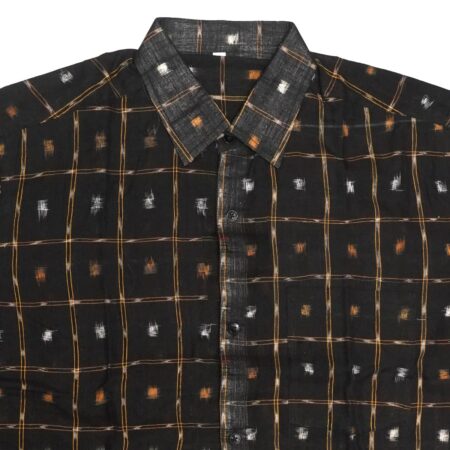 Black Checkered Printed Half-sleeve Sambalpuri Cotton Shirt 1