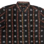 Black - White self Design Sambalpuri Cotton Half Shirt