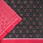 Charcoal Elegance Burgundy Red Sambalpuri Cotton Saree 1