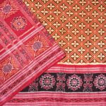 Floral Orange, Black and Maroon Sambalpuri Handwoven Cotton Saree 1