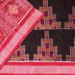 Geometric Charm Black Maroon Handwoven Sambalpuri Cotton Saree 1