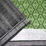 Green, Grey and Black Sambalpuri Handwoven Cotton Saree 1