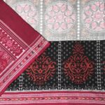 Grey, Black and Red Sambalpuri Handwoven Cotton Saree 1