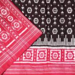 Hickory Brown and Red Sambalpuri Handwoven Cotton Saree 1