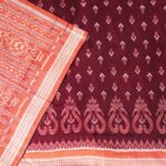 Maroon and Coral Sambalpuri Handwoven Cotton Saree 1