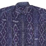 Navy Blue Floral Embroided Half-sleeve Sambalpuri Cotton Shirt 1