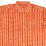 Orange Printed Half-sleeve Sambalpuri Cotton Shirt