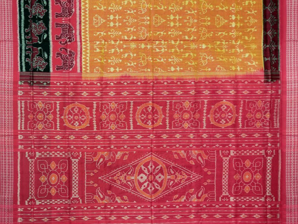 Orange and Maroon Sambalpuri Handwoven Cotton Saree 2