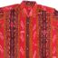 Red-Maroon Floral Striped Sambalpuri Cotton Half Shirt