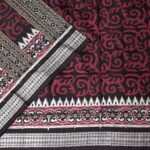 Regal Damask Black and Maroon Sambalpuri Ikat Cotton Saree 1