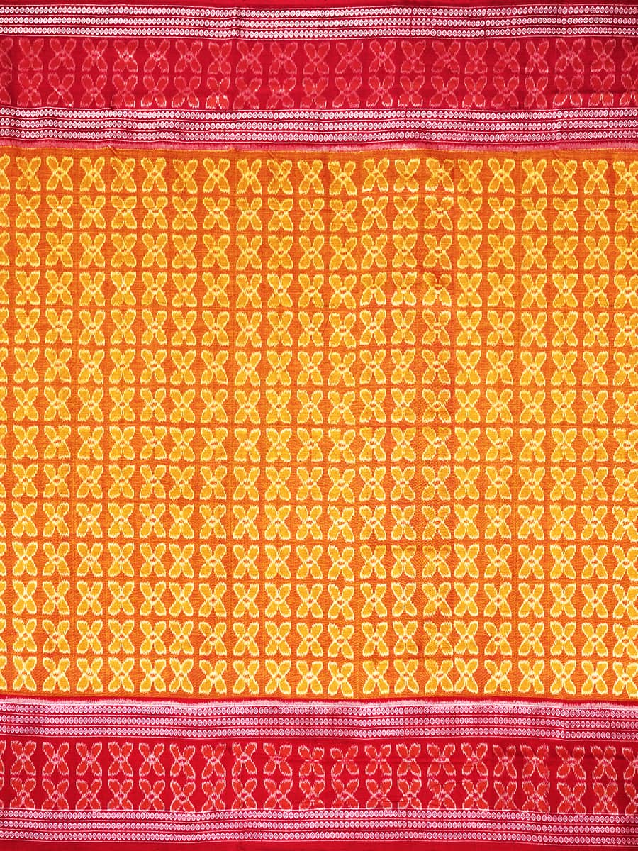 Sunflower Yellow and Red Sambalpuri Handwoven Cotton Saree 2