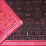 Tribal Spirit Sambalpuri Ikat Saree with Red and Dark Brown Accents 1