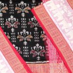 Black, Pastel Pink, and Maroon Sambalpuri Handwoven Cotton Saree 1