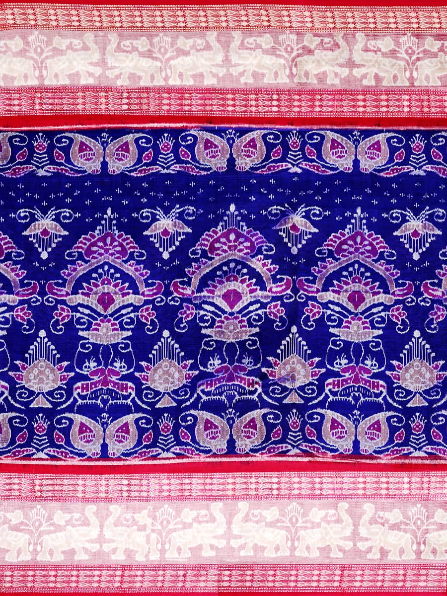 Blue, Pastel Pink, and Red Handwoven Sambalpuri Handwoven Cotton Saree 2