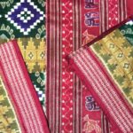 Green, Olive Green, Blue, and Maroon Sambalpuri Handwoven Cotton Saree Pasa 1