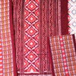 Grey, Peach and Maroon Sambalpuri Handwoven Cotton Saree 1