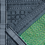 Lime Green and Jet Black Sambalpuri Cotton Saree 1