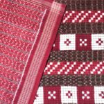 Maroon, White and Dark Brown Pasa Sambalpuri Handwoven Cotton Saree 1