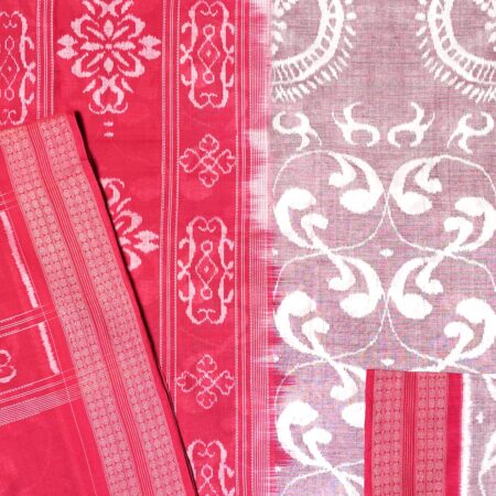 Pastel Grey and Maroon Sambalpuri Handwoven Cotton Saree 1