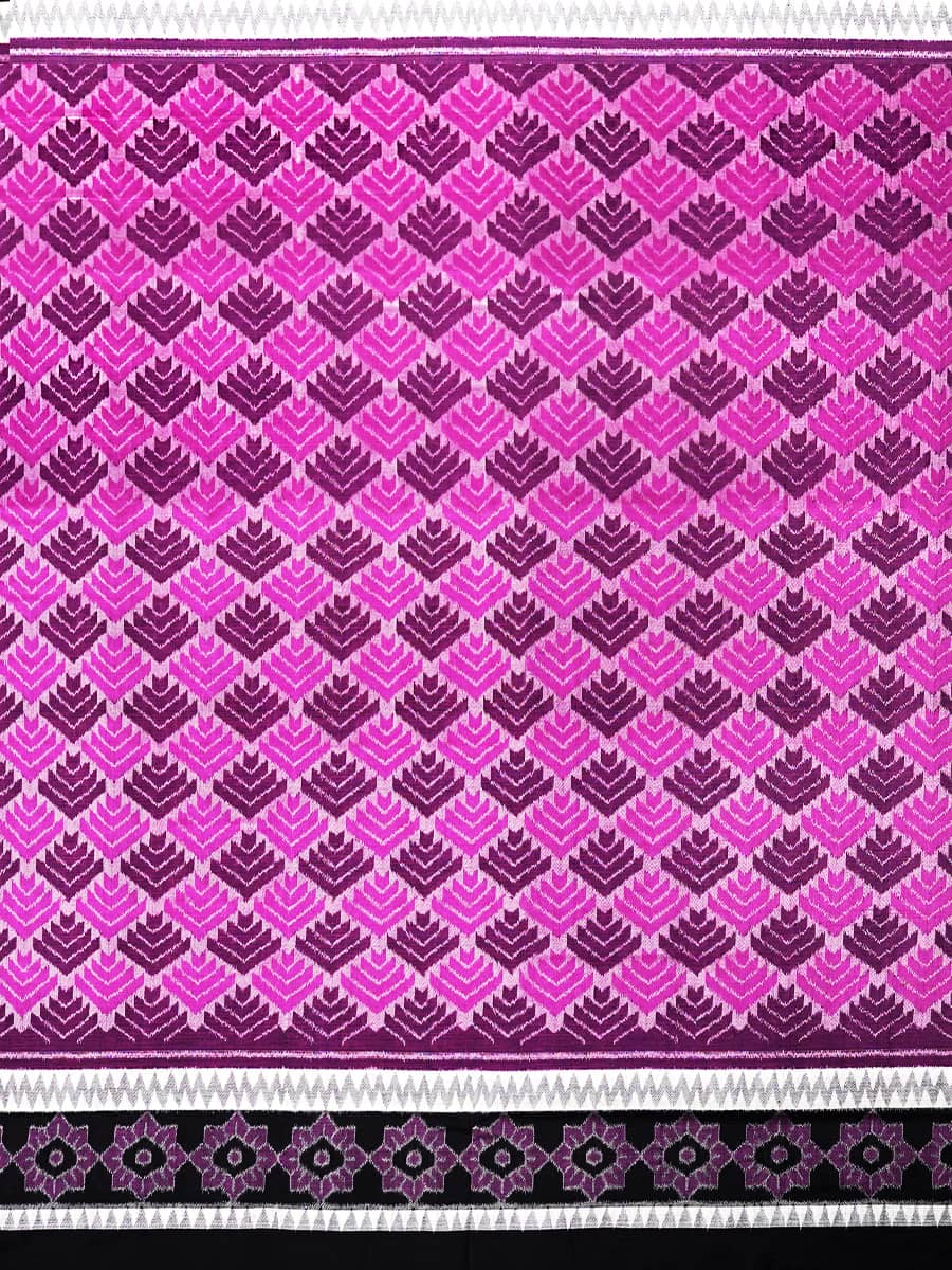 Purple, Hot Pink and Black Sambalpuri Cotton Saree