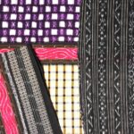 Purple with Red, Black and Yellow Checkered Sambalpuri Handwoven Cotton Saree 1