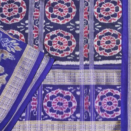 Red and Royal Blue Handwoven Sambalpuri Handwoven Cotton Saree 1