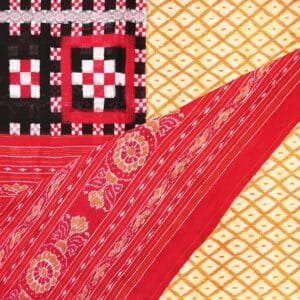 Yellow, Red, and Black Pasa Sambalpuri Handwoven Cotton Saree 1