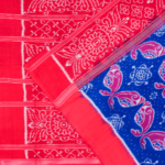 Admiral Blue and Crimson Red Sambalpuri Cotton Saree 1