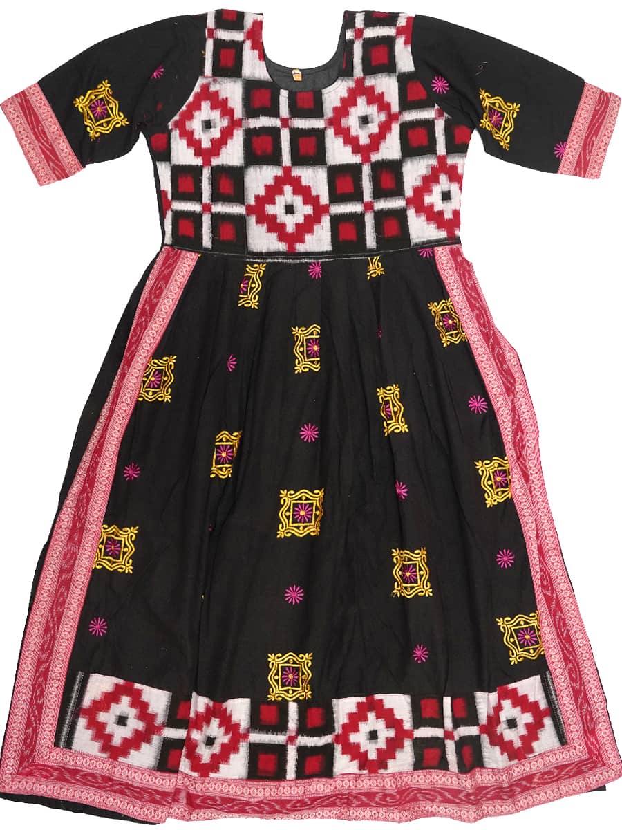 Black and Deep Red Cotton Kurti