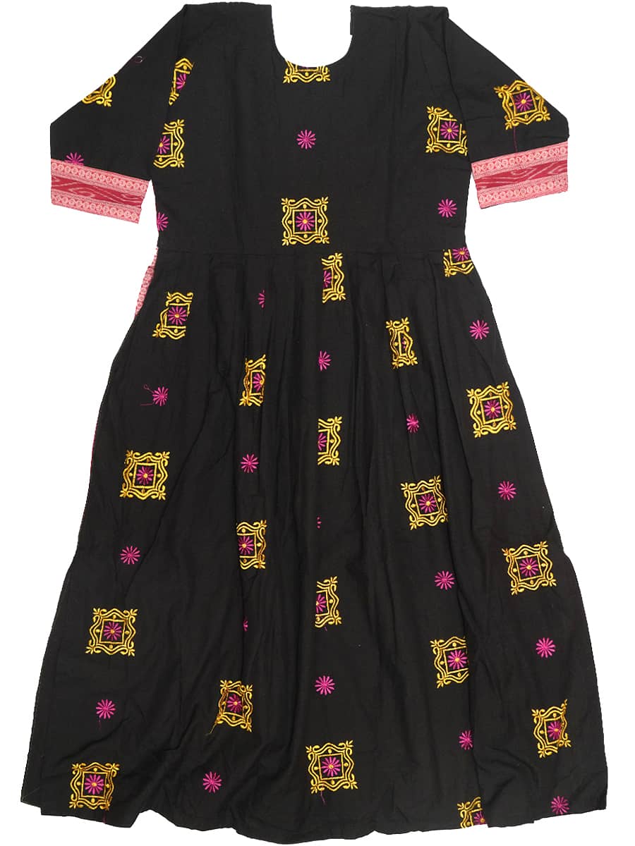 Black and Deep Red Cotton Kurti 3