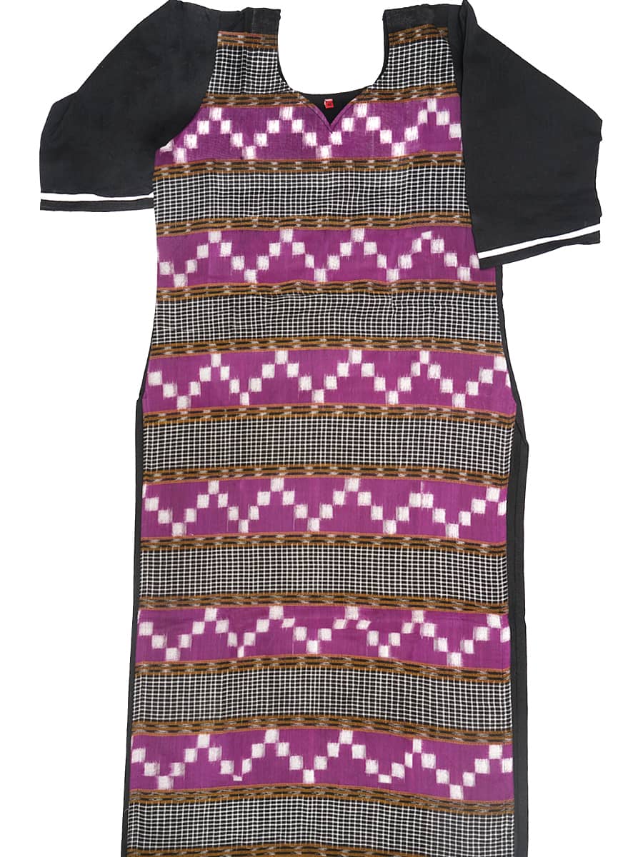 Black and Purple Handwoven Cotton Kurti