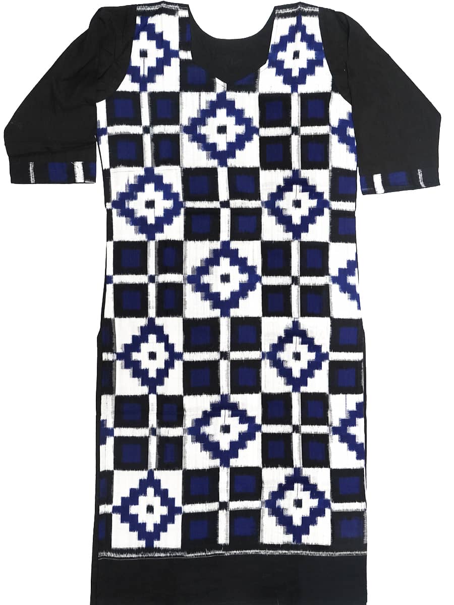 Black and White Handwoven Cotton Kurti