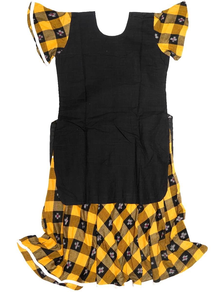 Black and Yellow Handwoven Cotton Checked Kurti 3