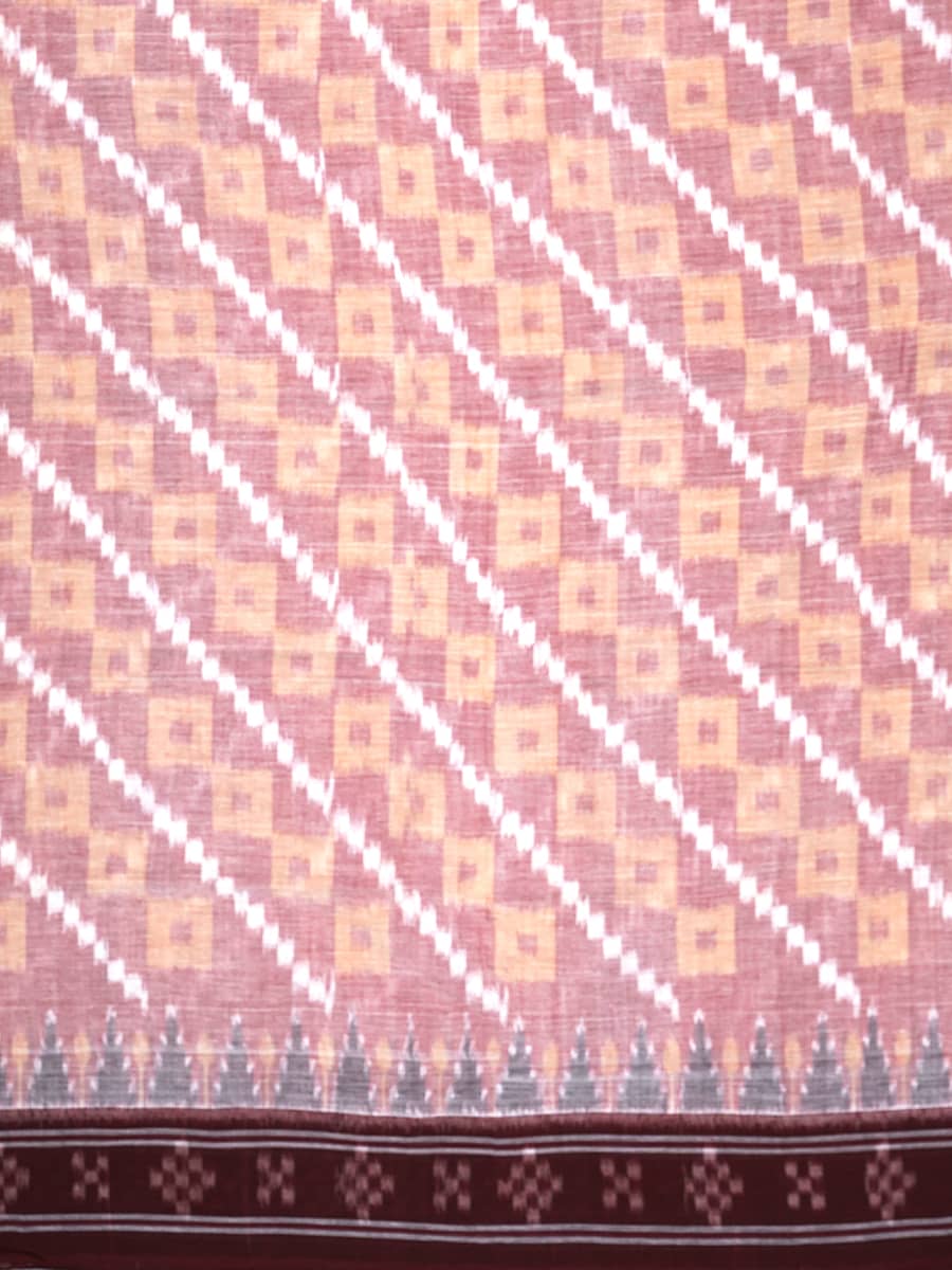 Blossom Pink and Rum Red Sambalpuri Cotton Saree