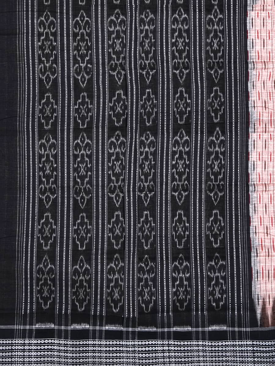 Blush, Walnut, and Raven Black Sambalpuri Cotton Saree 3