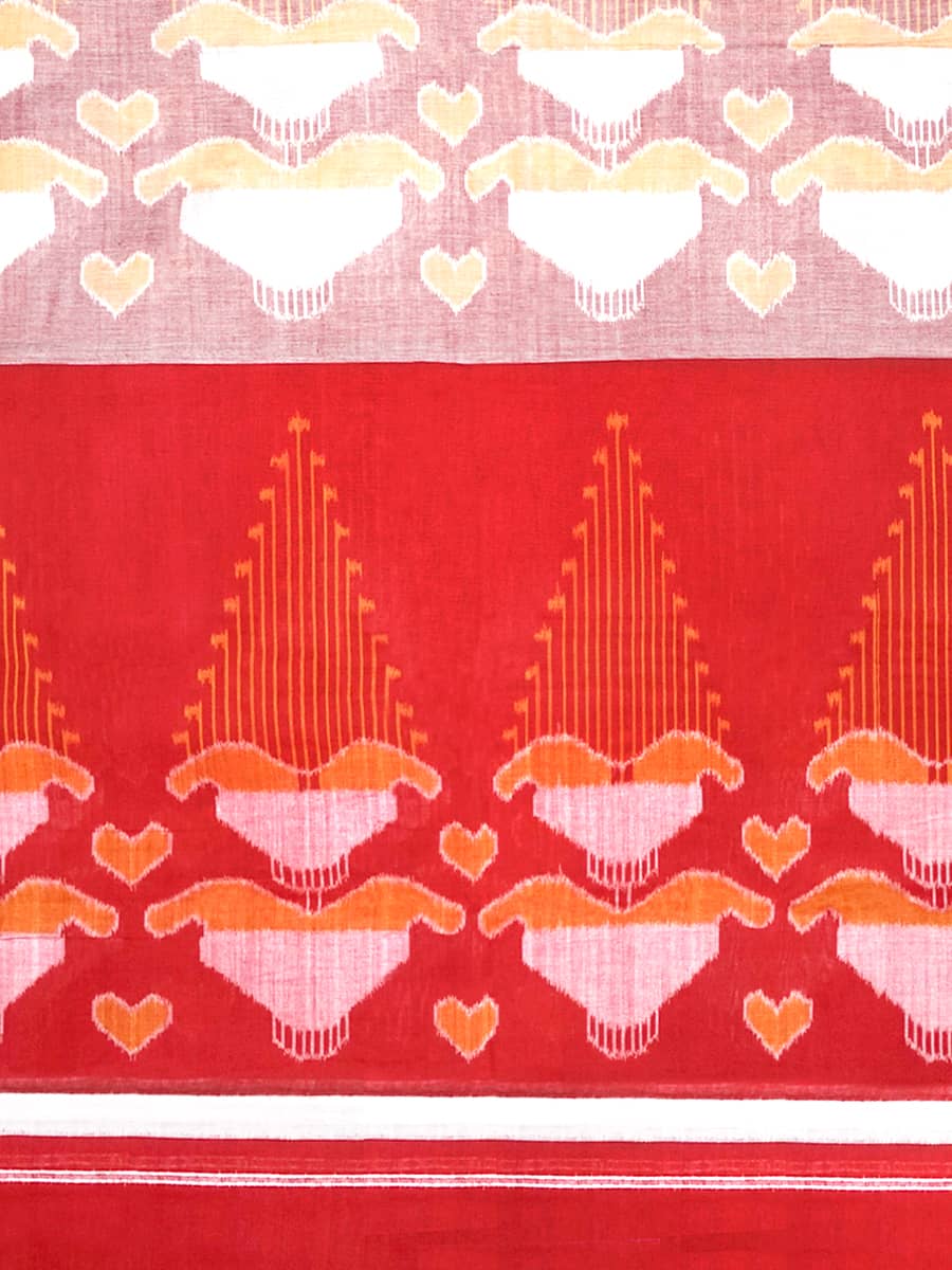 Blush and Red Pepper Sambalpuri Cotton Saree