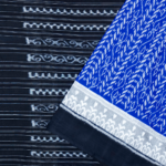 Boeing Blue, Chrome Grey, and Jade Black Sambalpuri Cotton Saree 1