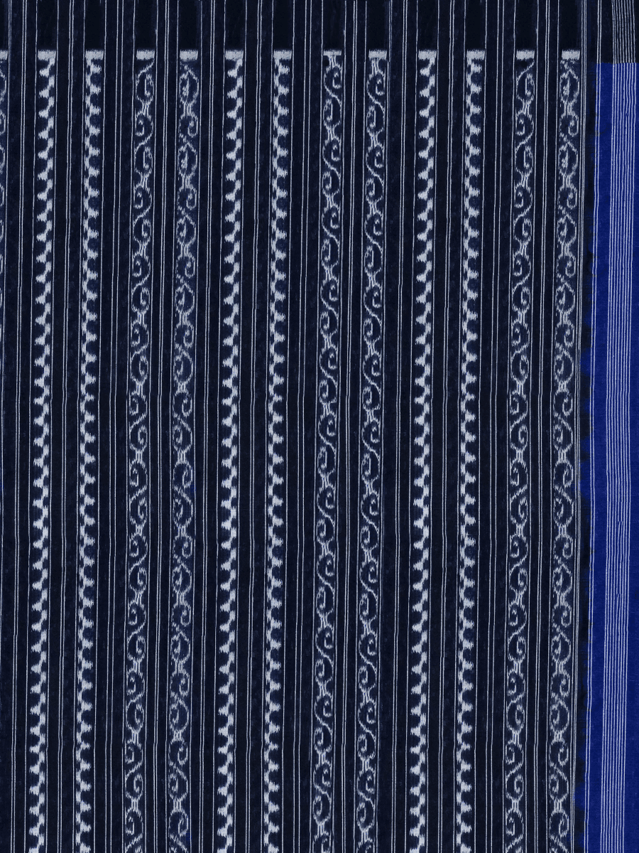 Boeing Blue, Chrome Grey, and Jade Black Sambalpuri Cotton Saree 3