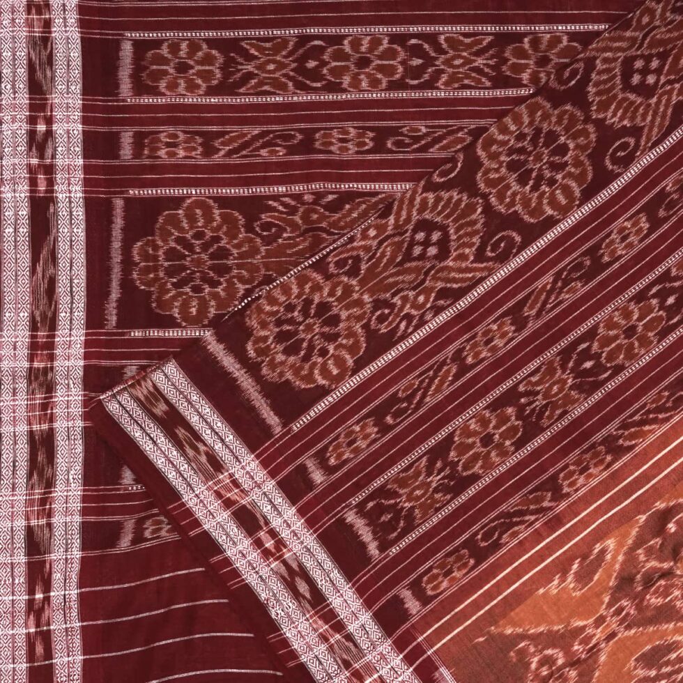 Caramel, Cinnamon, and Mahogany Sambalpuri Cotton Saree 1