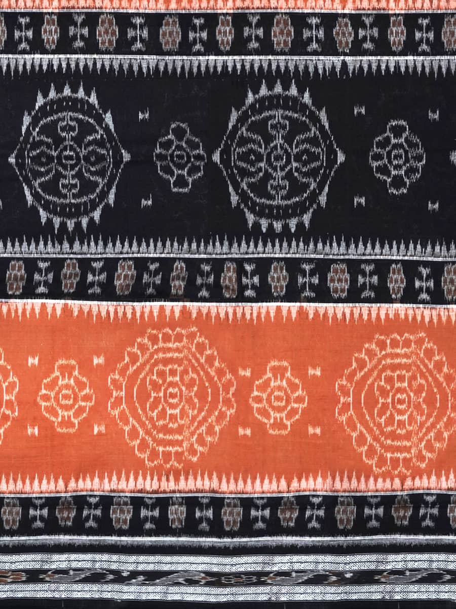 Caramel and Jade Black Sambalpuri Ikat Cotton Saree 2