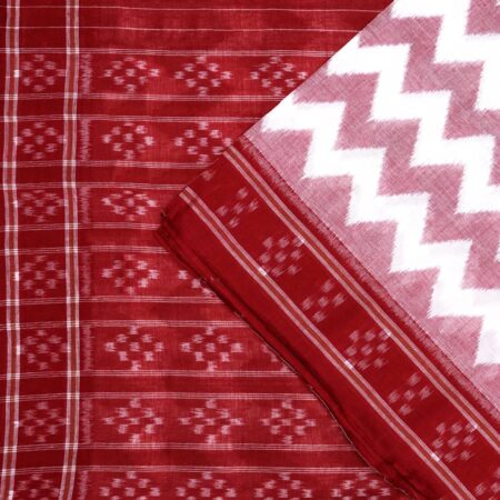 Carnation, Daisy White, and Poppy Sambalpuri Cotton Saree 1