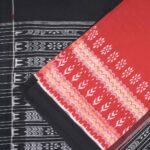 Cranberry and Jade Black Sambalpuri Cotton Saree 1