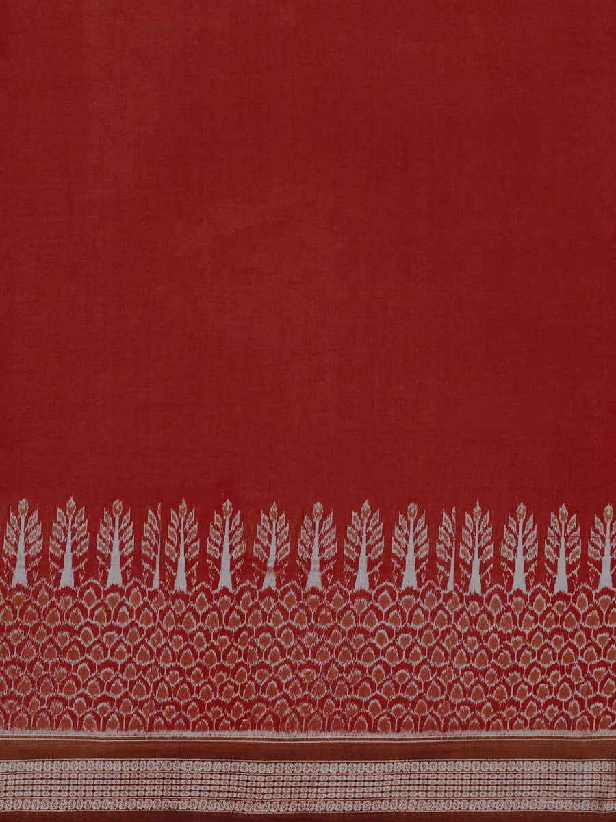 Garnet Maroon and Tawny Brown Solid Sambalpuri Cotton Saree