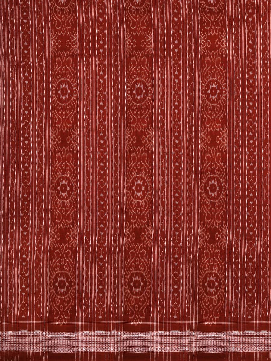 Garnet Maroon and Tawny Brown Solid Sambalpuri Cotton Saree 2