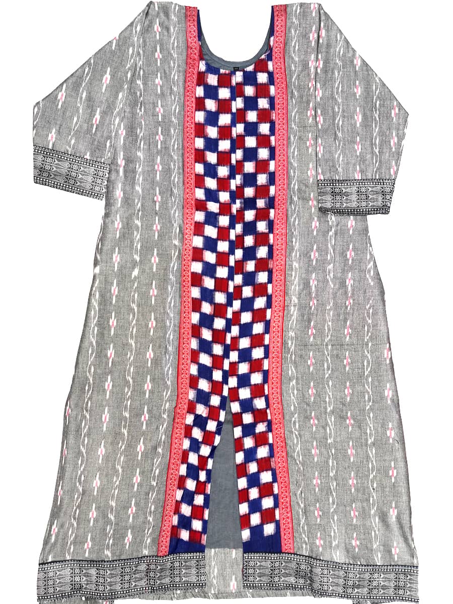 Grey Checked Cotton Kurti