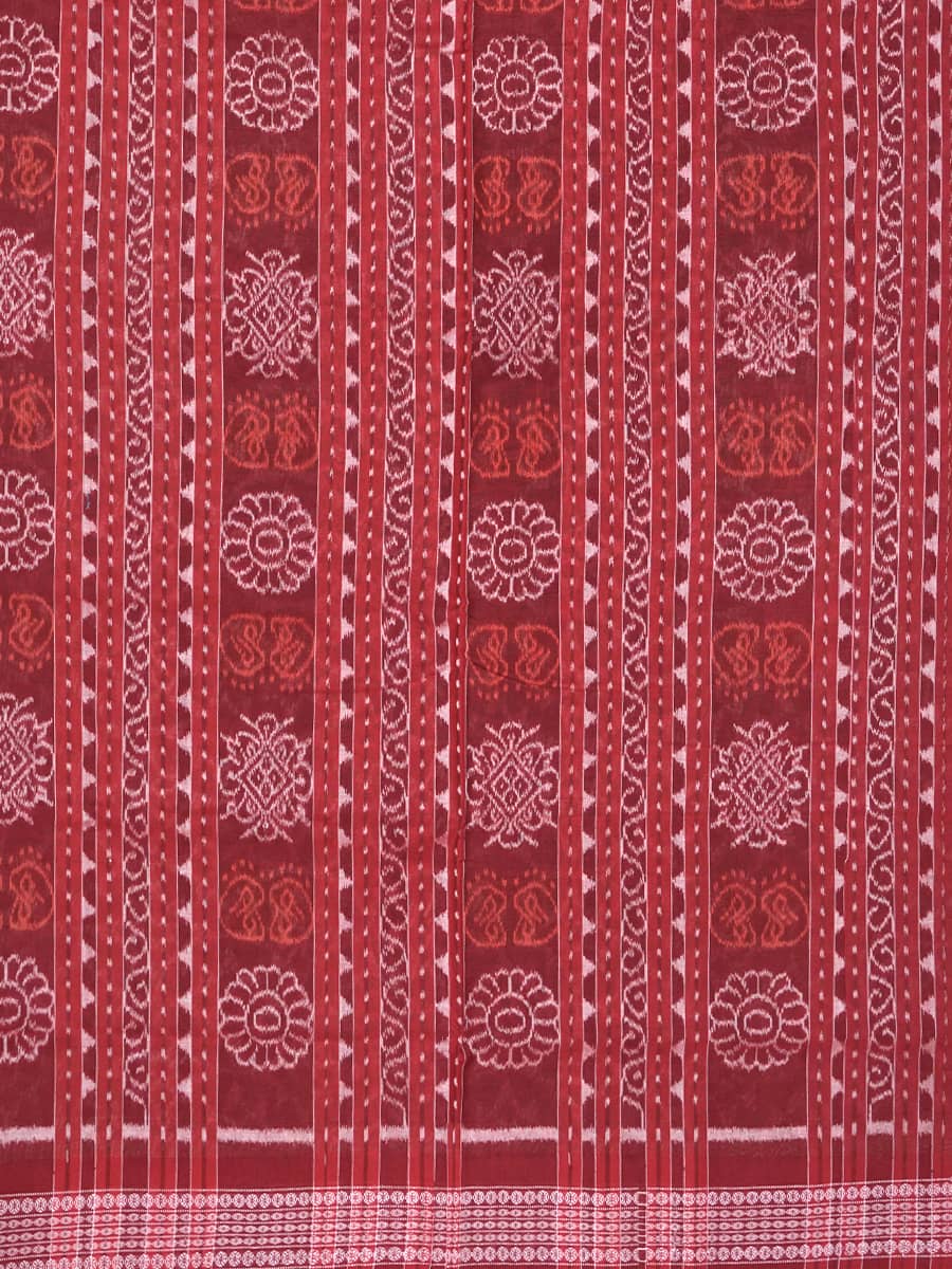 Grey Shingle, Clay Grey, and Ladybug Red Sambalpuri Cotton Saree 3