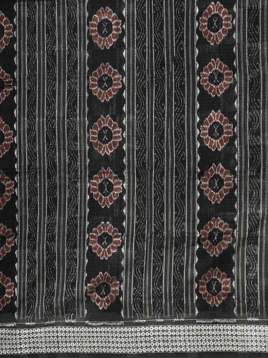 Ink Black, Cotton White, and Iron Grey Sambalpuri Cotton Saree 3