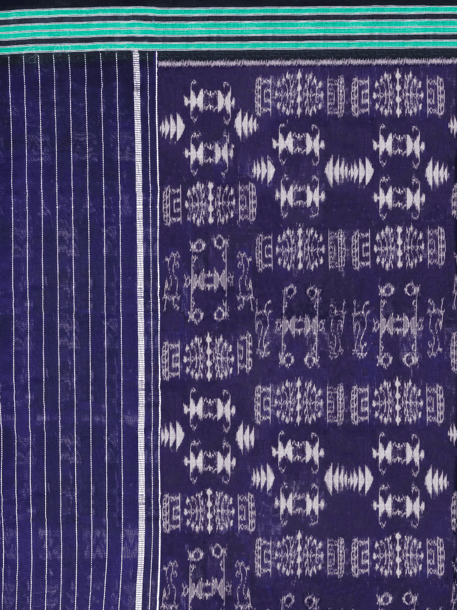 Iris Purple and Pitch Black Sambalpuri Cotton Saree 3